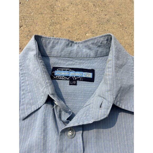 Cropped Point Zero Surfer Skater Button Up Short sleeve Shirt Blue - Picture 7 of 8